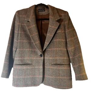 Vintage Giorgio Sant'Angelo 100% Pure Wool Plaid Preppy Jacket Blazer 6